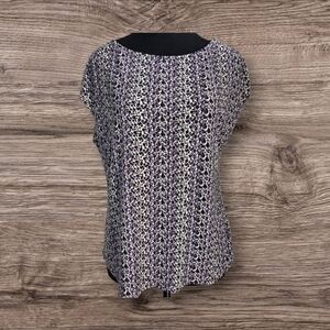 ⭐️Laura Petites Purple Leopard Print Relaxed Blouse with Short Sleeves Small